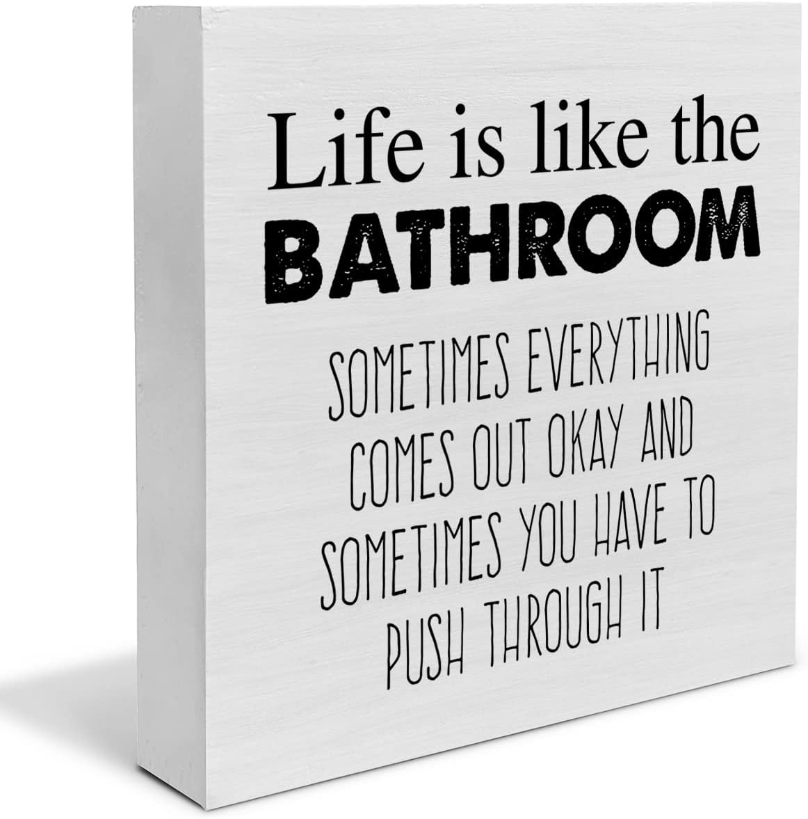Cartel de madera con texto en inglés “Country Life Is Like the Bath” para decoración de escritorio, humor, baño, caja de madera, letrero de bloque