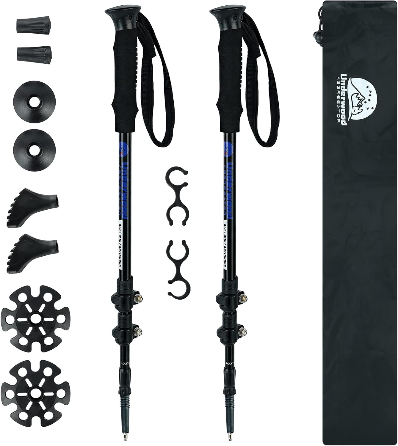 Trekking Poles Collapsible Hiking Poles – 2 Pack Adjustable Aluminum Hiking Sticks, Lightweight Walking Sticks for Women, Men, Seniors, Kids,