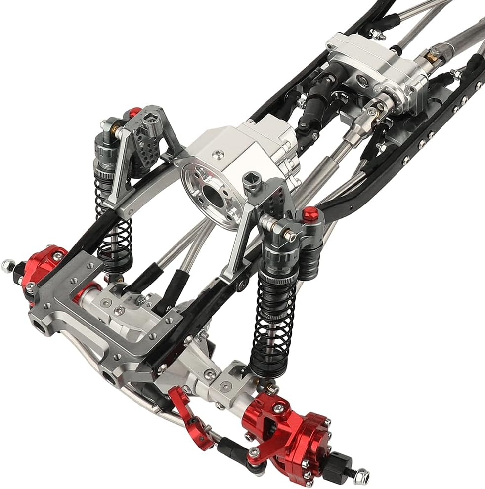 ZXYRC Marco de chasis de coche de metal 6×6 RC con ejes traseros medios delanteros Transmisión prefija para Axial SCX10 II 90046 90047 110 RC