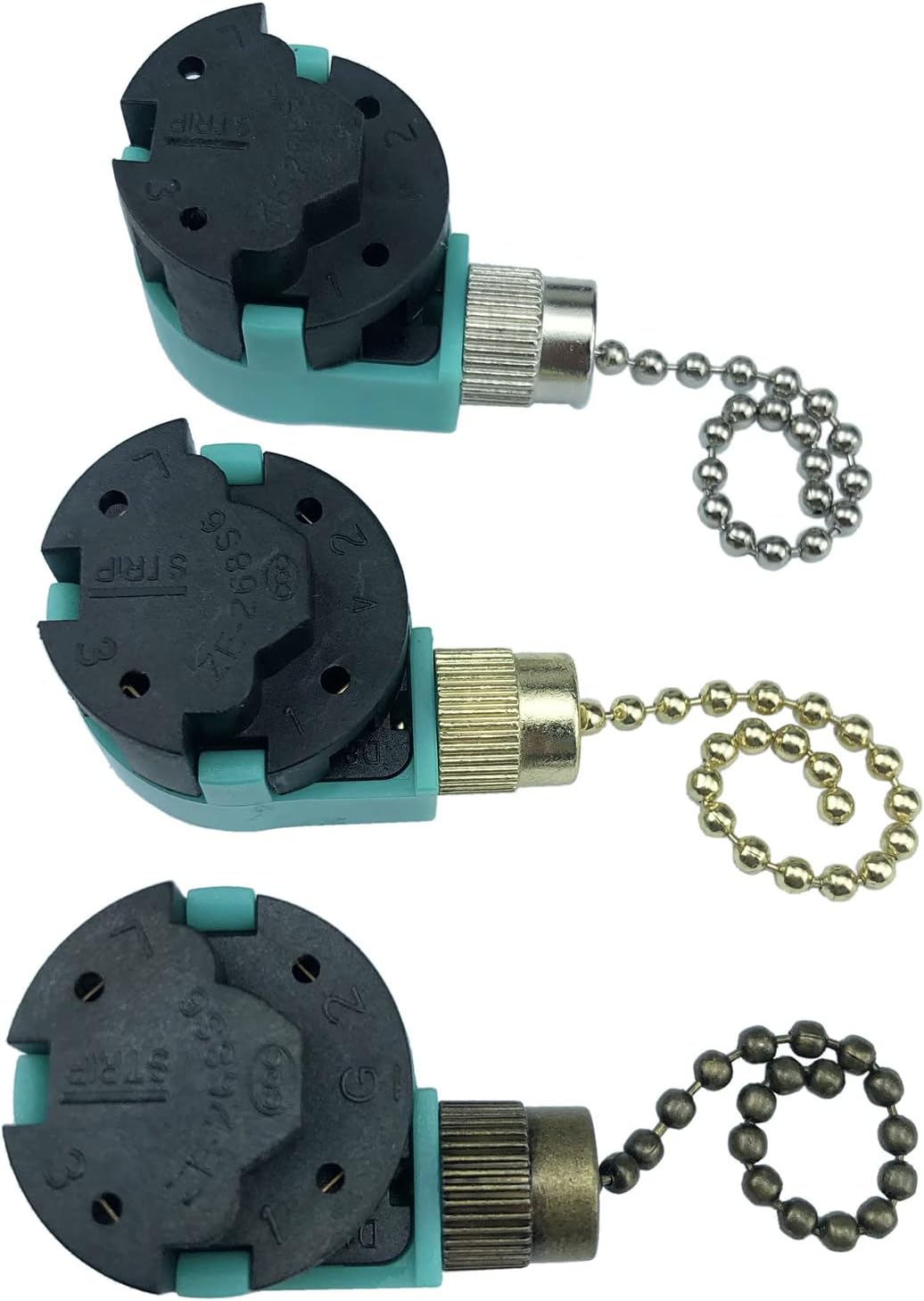 Paquete de 3 interruptores de ventilador de techo de 3 velocidades 4 cables Zing Ear ZE-268S6 interruptor de cadena compatible con interruptor de