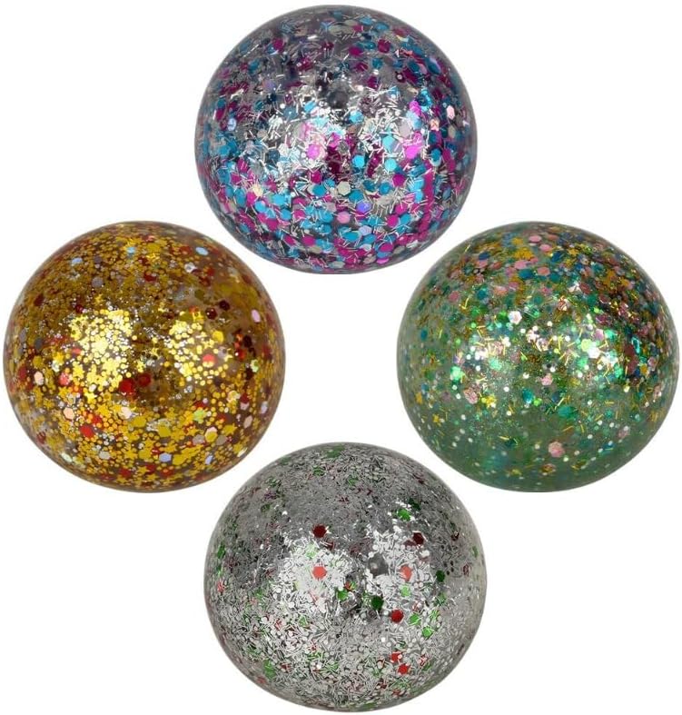 Bola de azúcar sensorial para ansiedad de 2.4 pulgadas, 4 unidades (lentejuelas brillantina)