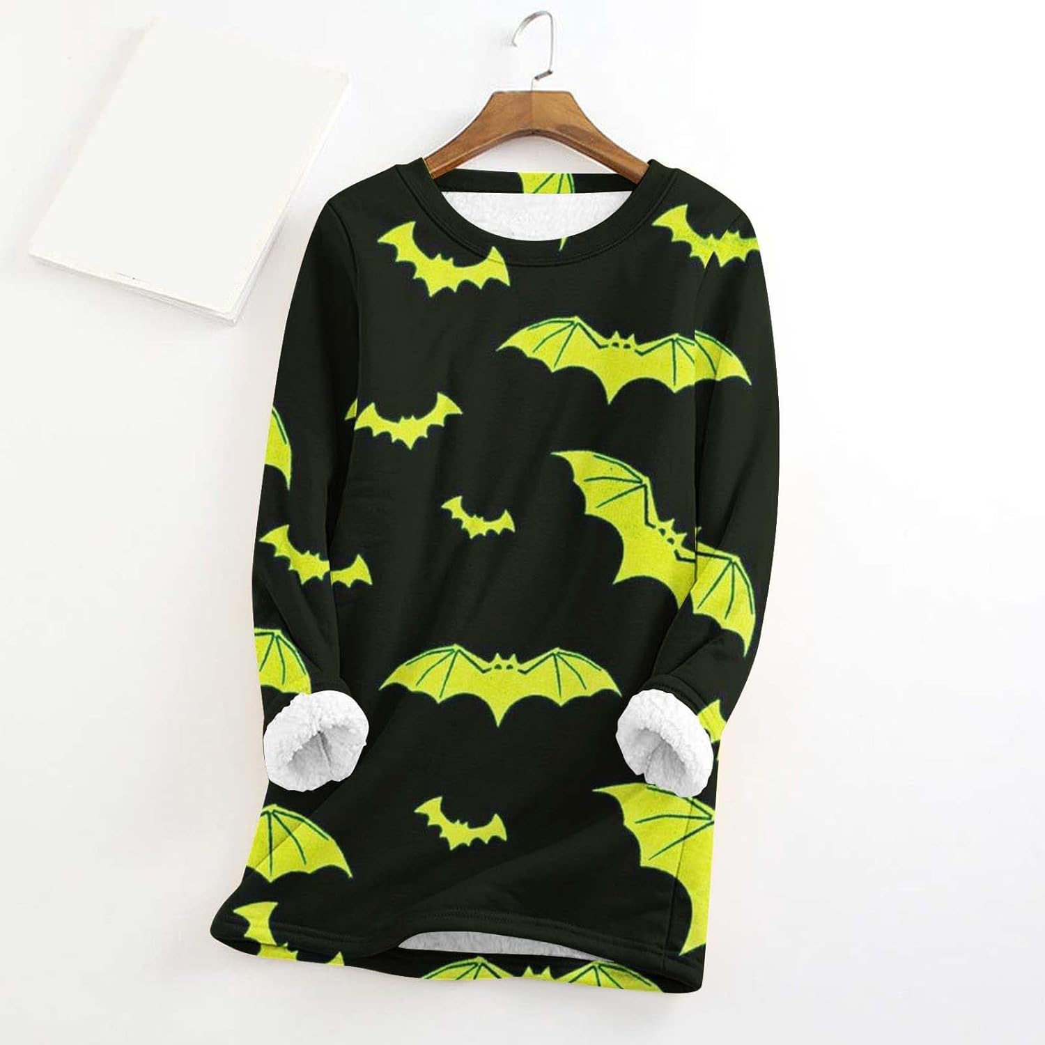 SHOPESSA Suéter térmico para clima frío para mujer, con gráfico de Halloween, cuello redondo, forro polar, suéteres cálidos para mujer