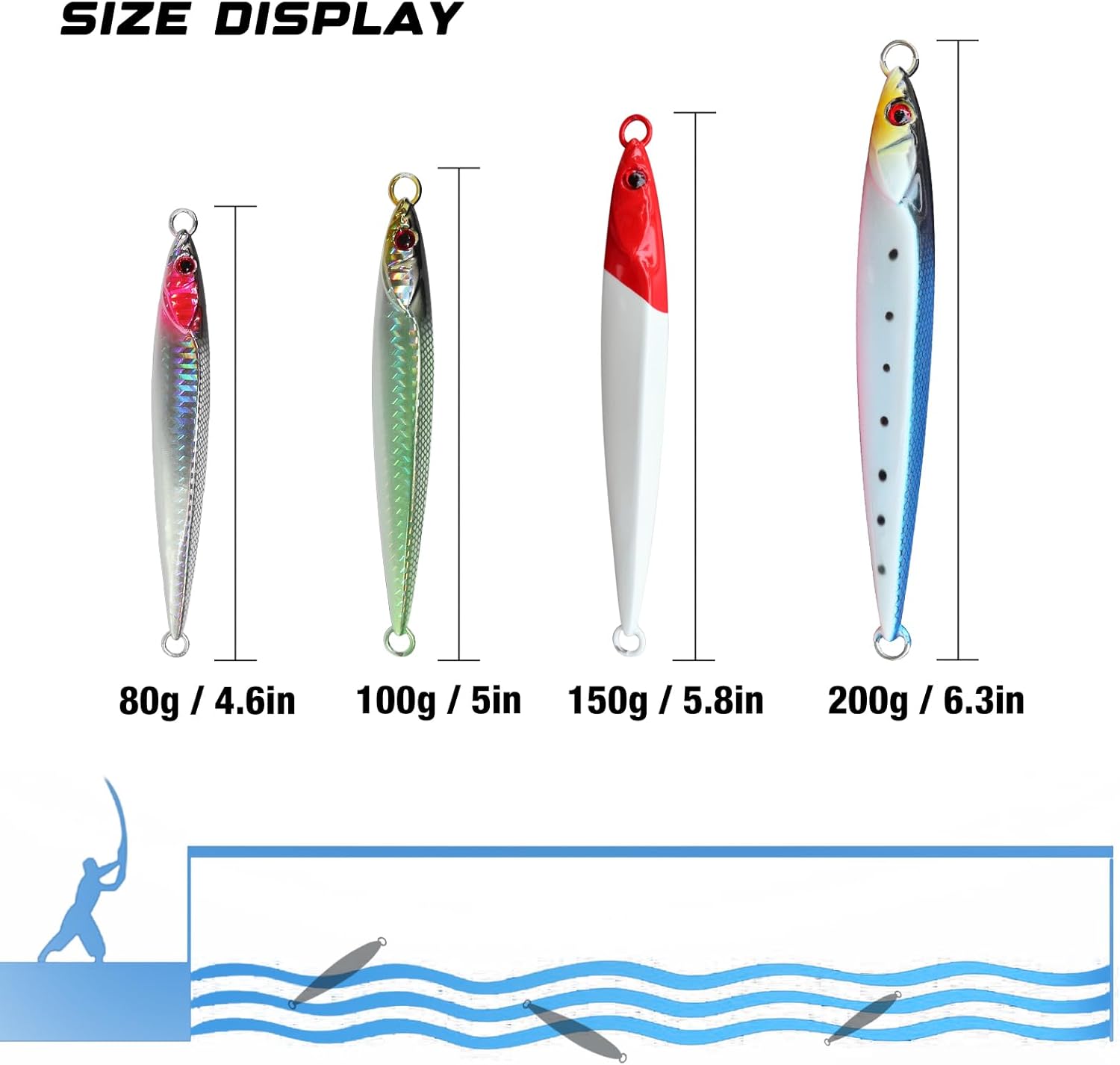 Saltwater Fishing Lures Slow Pitch Jigging Vertical Jig Artificial Bait Metal Jig Fishing Inshore Offshore for Tuna Bluefin Salmon Trout Striped