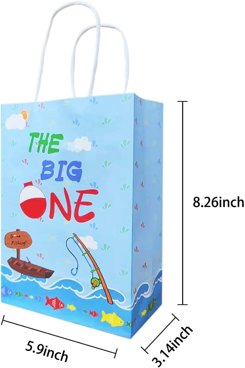 20 bolsas de dulces de The Big One O Fish Ally 1 bolsas de regalo de fiesta con asas Gone Bolsas de recuerdo de pesca para Ofishally OneLittle