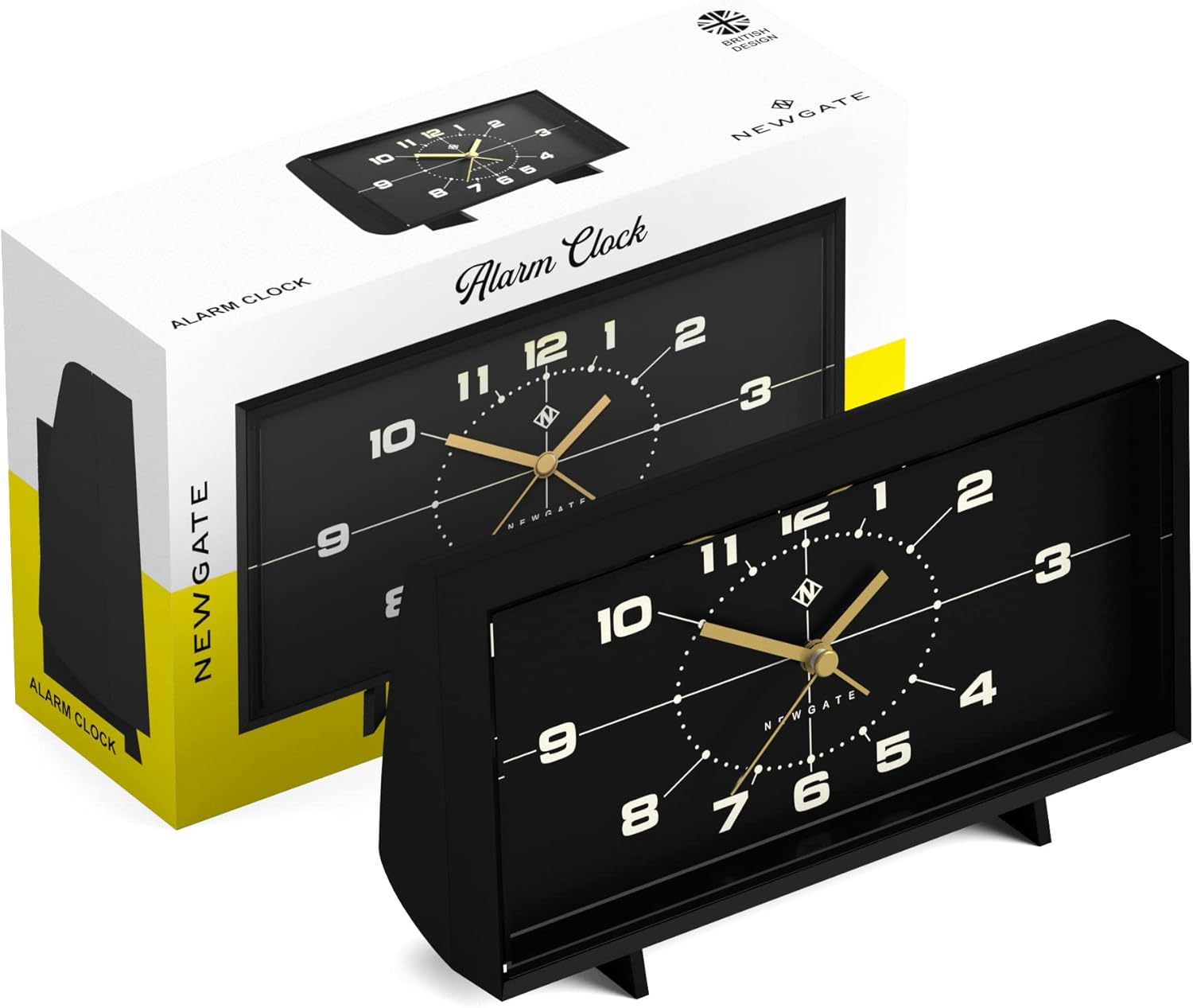 NEWGATE Wideboy – Reloj despertador de inspiración retro – Reloj despertador analógico – Reloj despertador de noche – Reloj despertador con batería