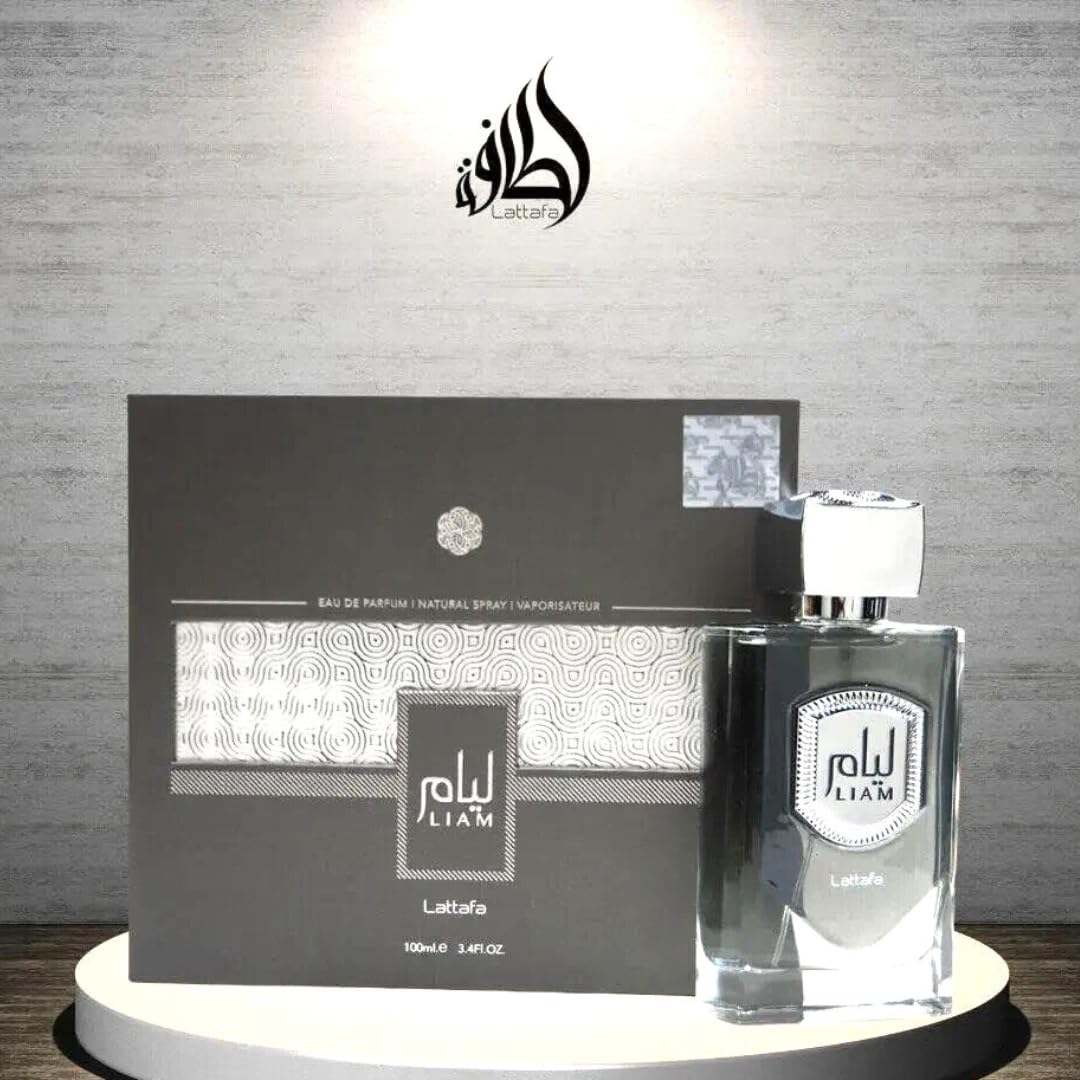 Lattafa Perfumes Liam Grey EDP Spray 100ML (3.4 OZ), fragancias refrescantes y aromáticas para hombres y mujeres.