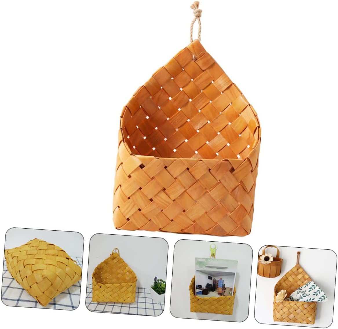 Alipis Cesta colgante de pared, cesta redonda tejida para plantas, cesta de pared tejida para interiores, cesta colgante para decoración del hogar,