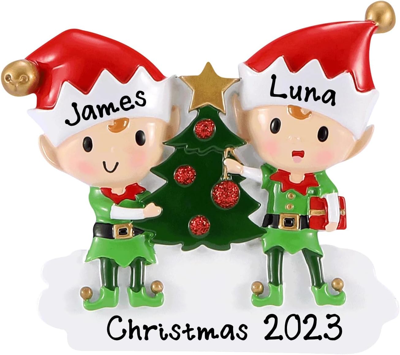 Adorno de Navidad personalizado de Elfos Doing Things 2023  Decoración de elfos para árbol de Navidad familiar  Adorno decorativo personalizado de