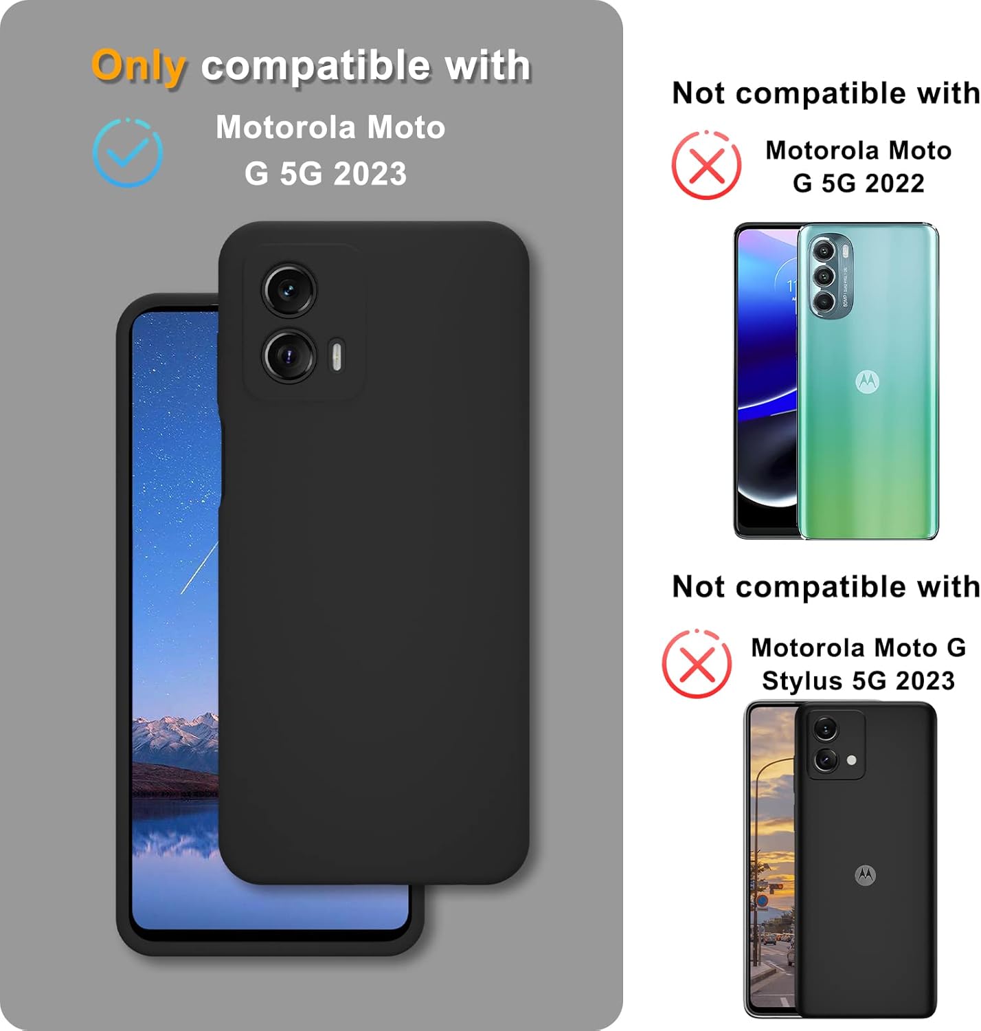 Funda para Motorola Moto G 5G 2023, funda de silicona con 2 protectores de pantalla, forro de microfibra antiarañazos, cuerpo completo, a prueba de