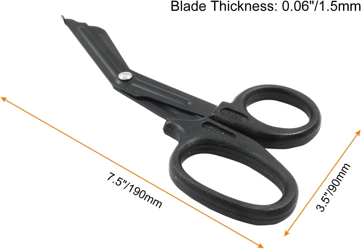 5 tijeras de trauma de 7.5 pulgadas, tijeras médicas de acero inoxidable para enfermeras, juego de tijeras de vendaje negro, tijeras de trauma