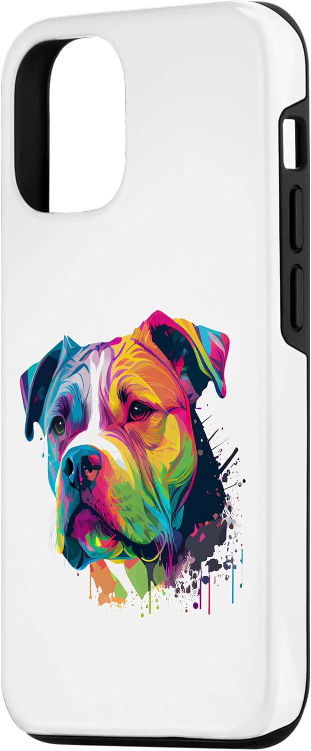 Funda para iPhone 14 Colorido American Bulldog American Bully Hombres Mujeres