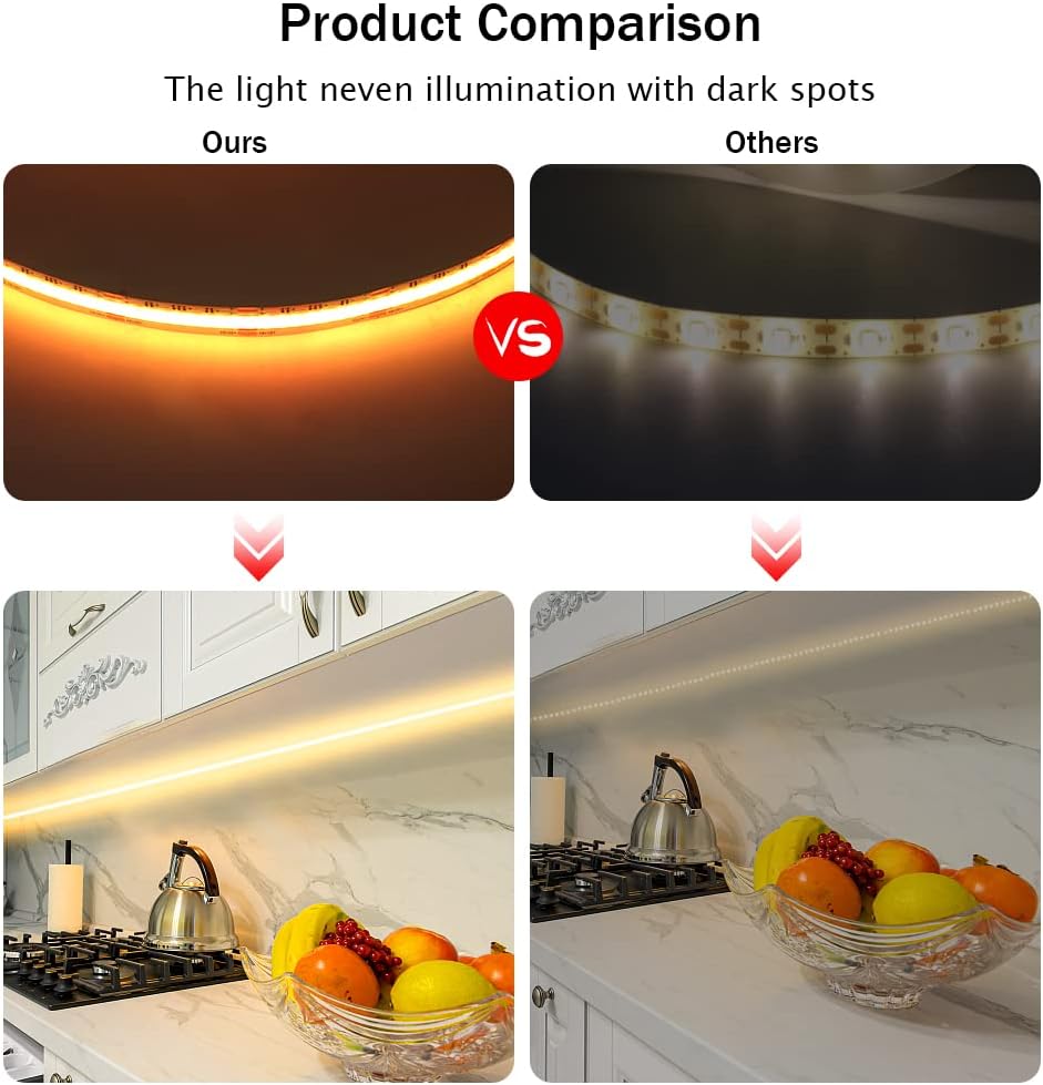 Tira de luz LED COB RGB de 12 V, 840 LEDsm de alta densidad, multicolor, tira de luz suave flexible para TV, habitación, fiesta, decoración de