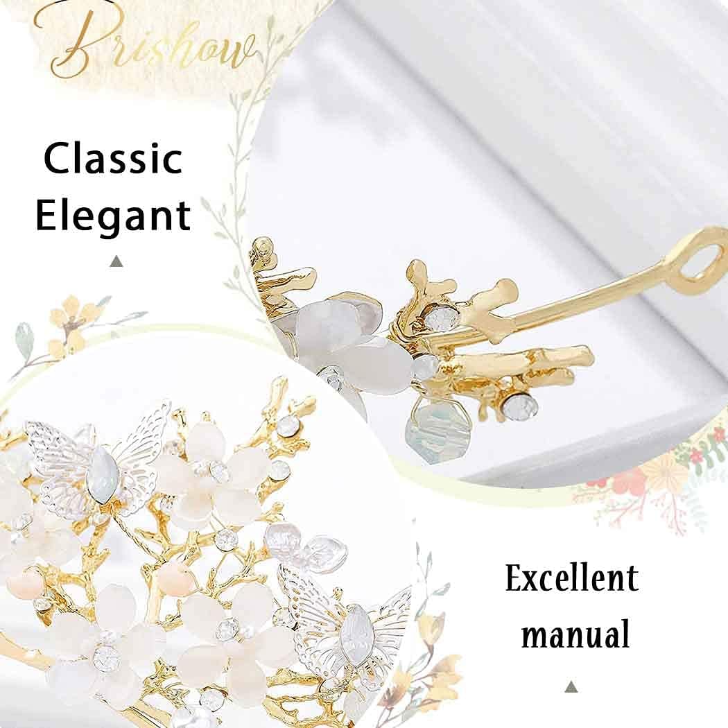 Brishow Corona y tiaras de flores para novia, corona de hada, diadema de princesa, diadema de cristal para mujer
