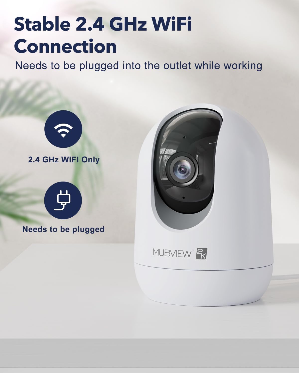 MUBVIEW Cámara para mascotas con aplicación de teléfono, cámara de seguridad interior, cámaras WiFi 2.4G para seguridad del hogar, cámaras con cable