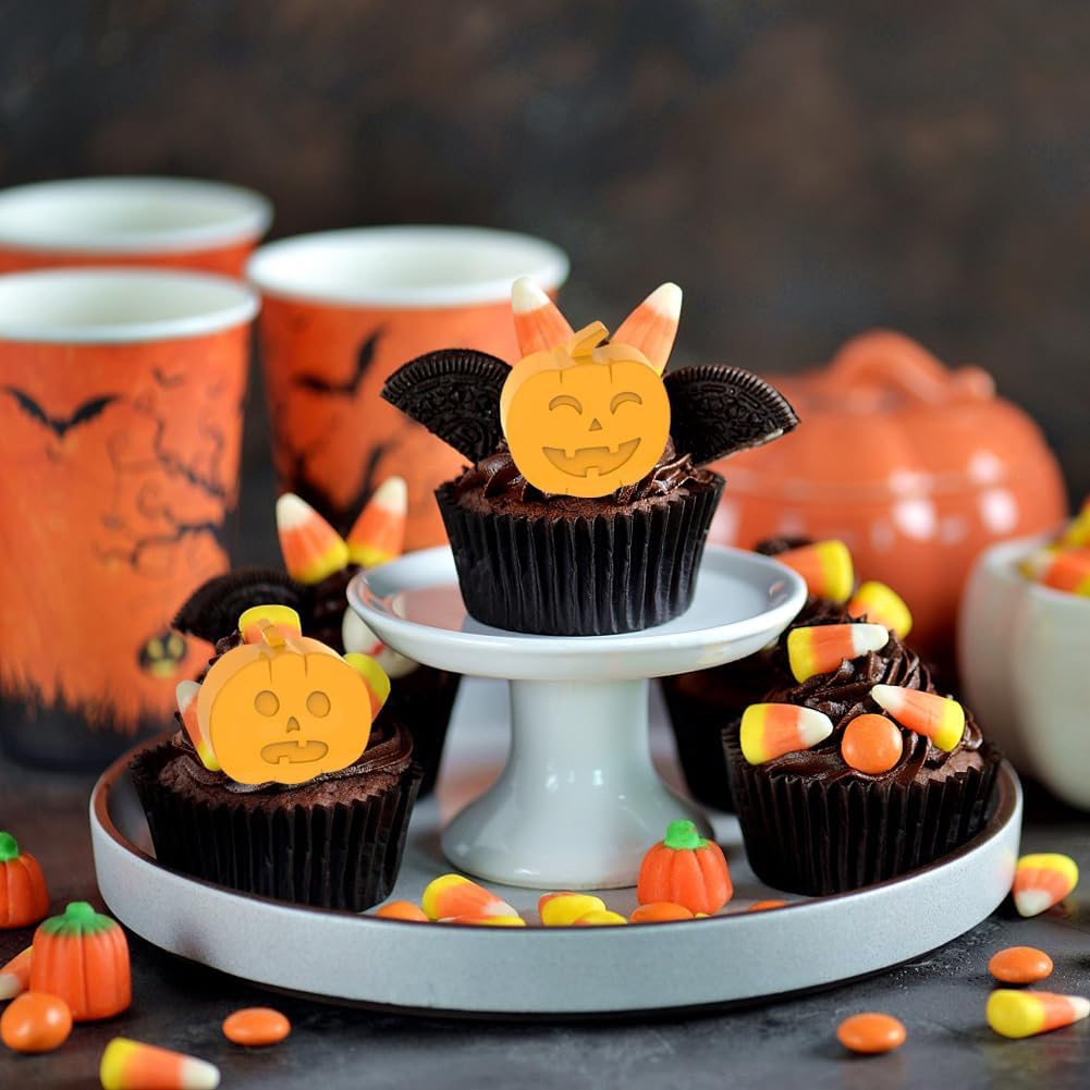 Paquete de 2 moldes de silicona con forma de calabaza y fantasma, moldes para hornear galletas de chocolate para Halloween, formas de calabaza y