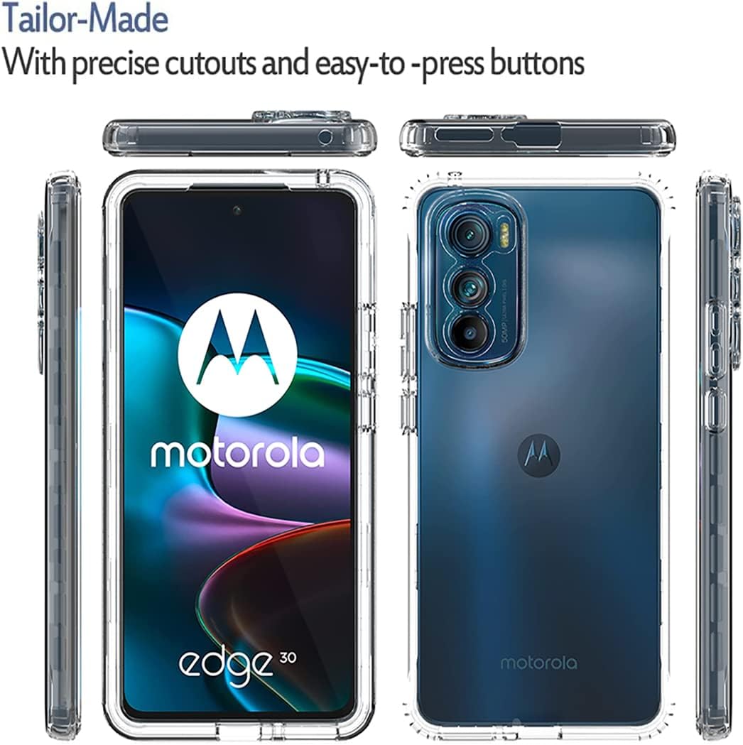Funda compatible con Moto Edge 30 5G, Motorola Edge 30 con protector de pantalla de vidrio templado, cuerpo completo, a prueba de golpes,
