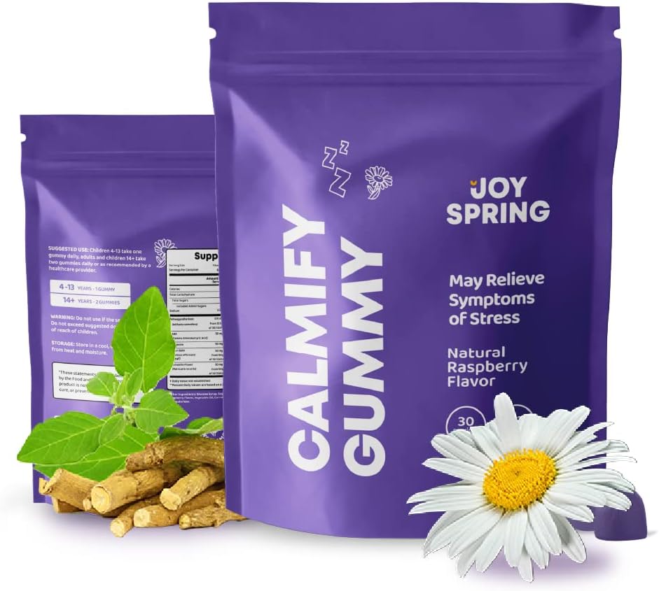 JoySpring Suavizante de heces para niños, alivio del estreñimiento líquido para niños y gomitas tranquilas, suplemento de apoyo al estado de ánimo