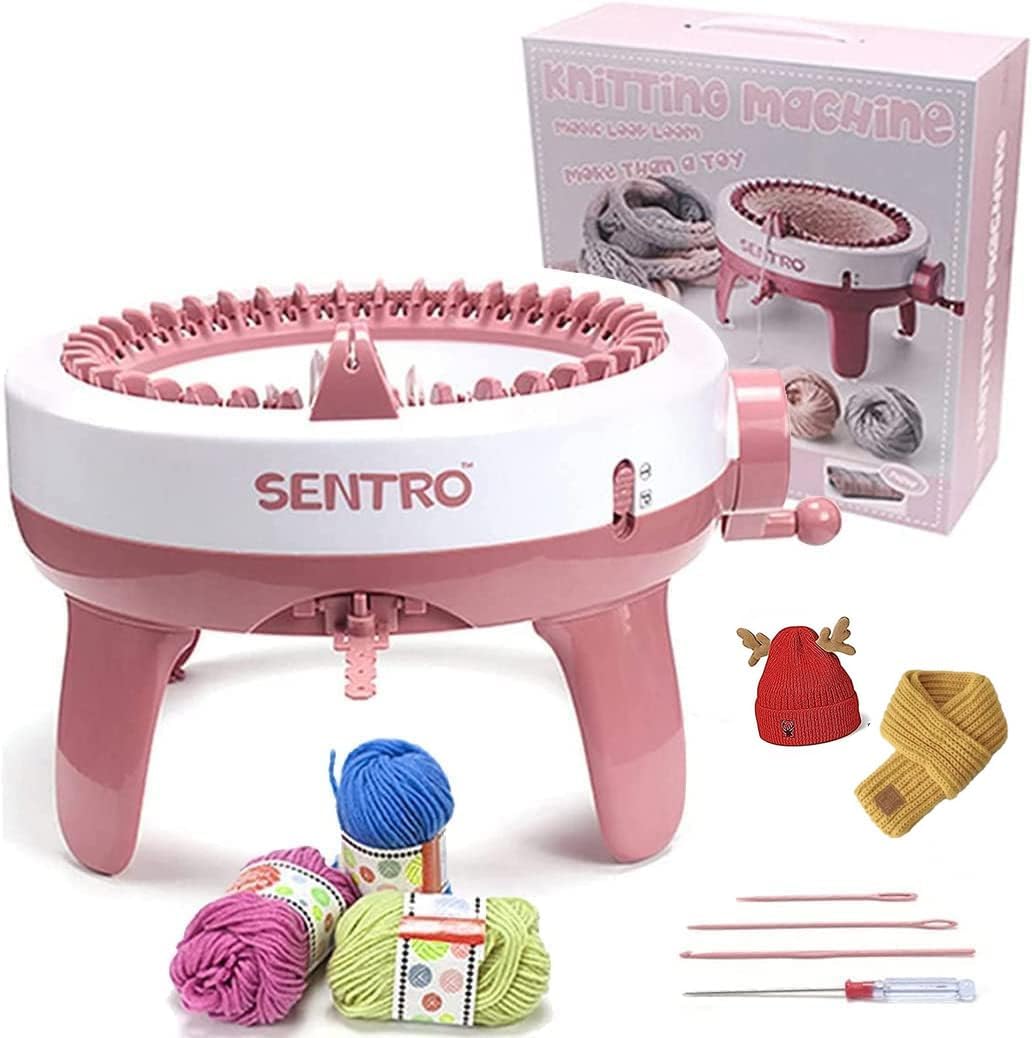 KPTIJXE Máquina de tejer 40 agujas, con dispositivo de organización de agujas, telar de tejido inteligente, kit de máquina de tejer doble para