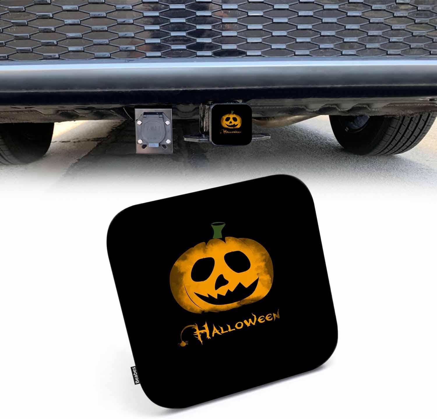 Beabes Cubiertas para receptor de enganche de remolque, protector de cubierta de enganche de Halloween, cara de calabaza de Halloween Grunge de 2