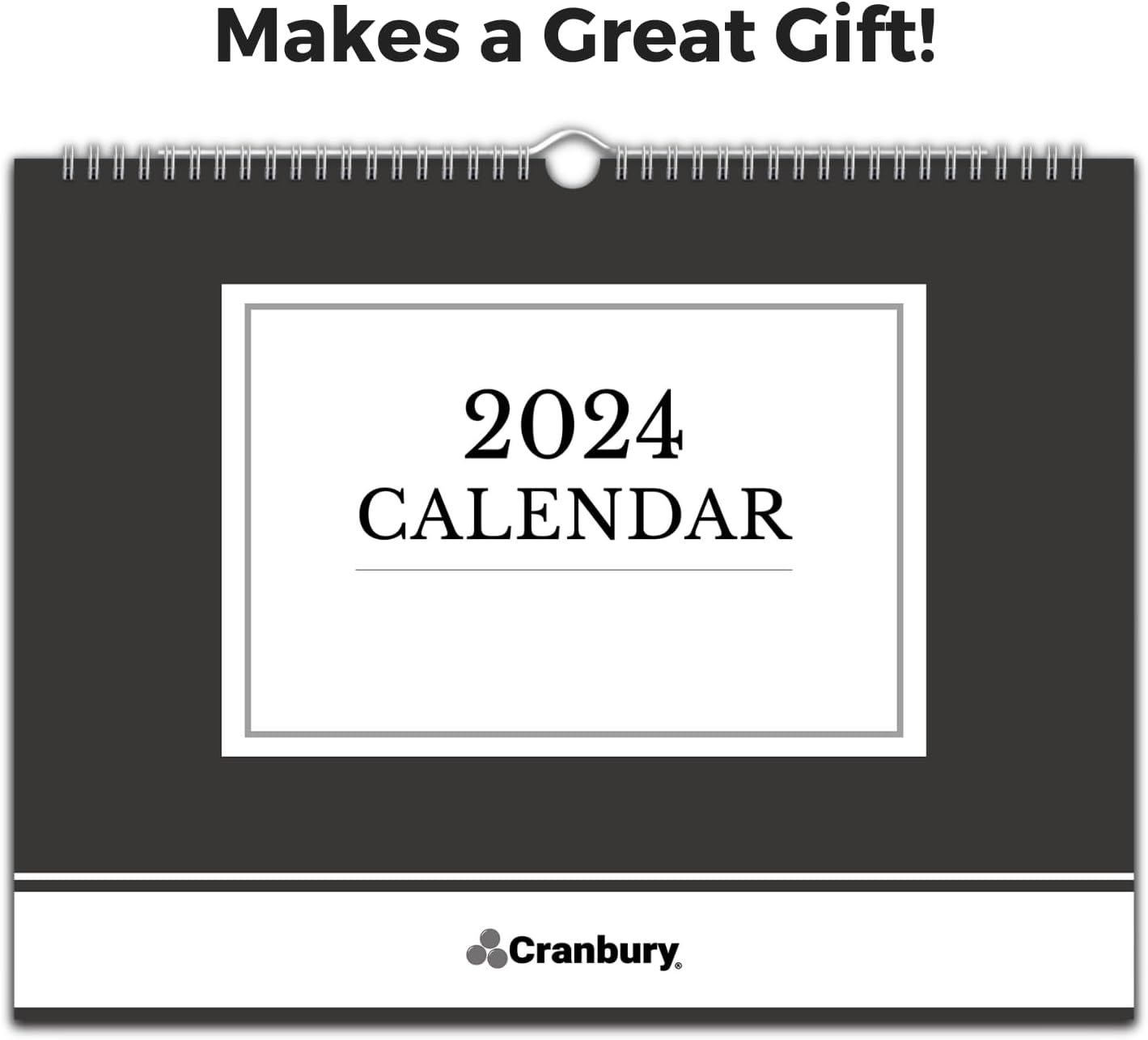 CRANBURY Calendario de pared grande 2024 (negro), 12 x 15 pulgadas, calendario de oficina, uso como calendario colgante 2024 de 12 x 15 pulgadas o