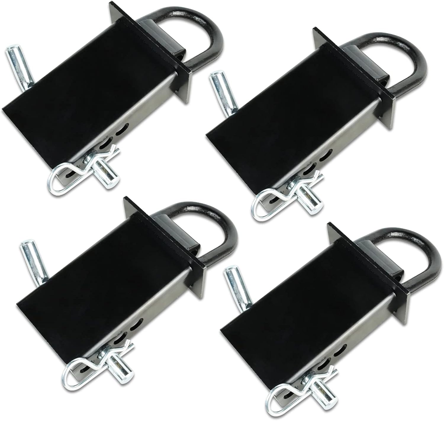 JCD – Paquete de 4 anillos en D ajustables y resistentes con 4 agujeros para ajuste  Bolsillo de estaca con anilla en D para camiones de plataforma