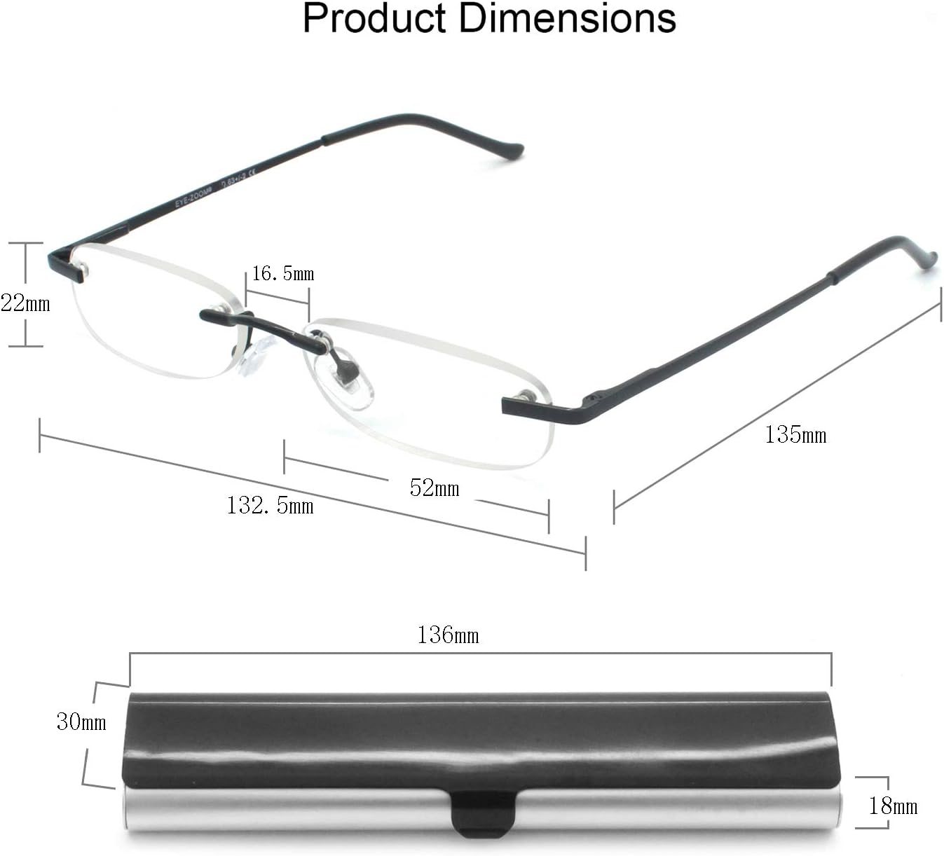 5 pares de lentes de lectura de metal sin montura con bisagra de resorte para hombres y mujeres