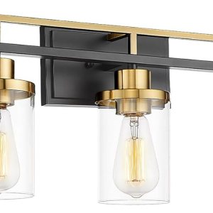 Emliviar Lámparas de baño de 36 pulgadas con pantalla de vidrio transparente, modernas luces de tocador sobre espejo para baño, dormitorio, pasillo, Emliviar Lámparas de baño de 36 pulgadas con pantalla de vidrio transparente, modernas luces de tocador sobre espejo para baño, dormitorio, pasillo,