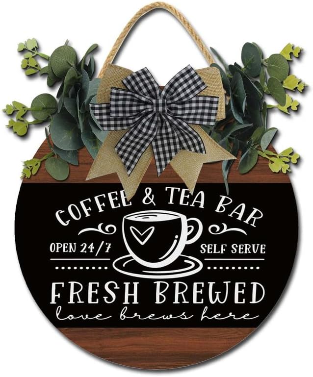 Coffee And Tea Bar Fresh Brewed Self Serve Decor Sign,Wall Art Pictures Decoration,New Home Housewarming Gift For All Seasons,Coffee Lover Coffee