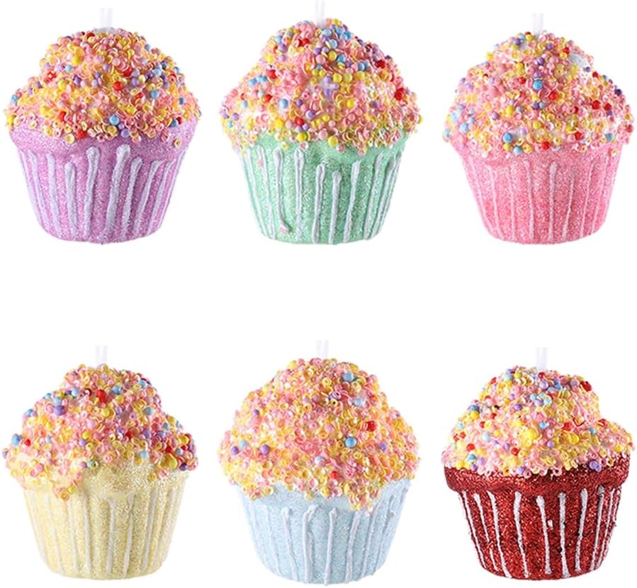 Adornos de Navidad para cupcakes, 6 piezas de espuma de 2.75 pulgadas, adornos surtidos para cupcakes, adornos para árbol de Navidad, mini adornos
