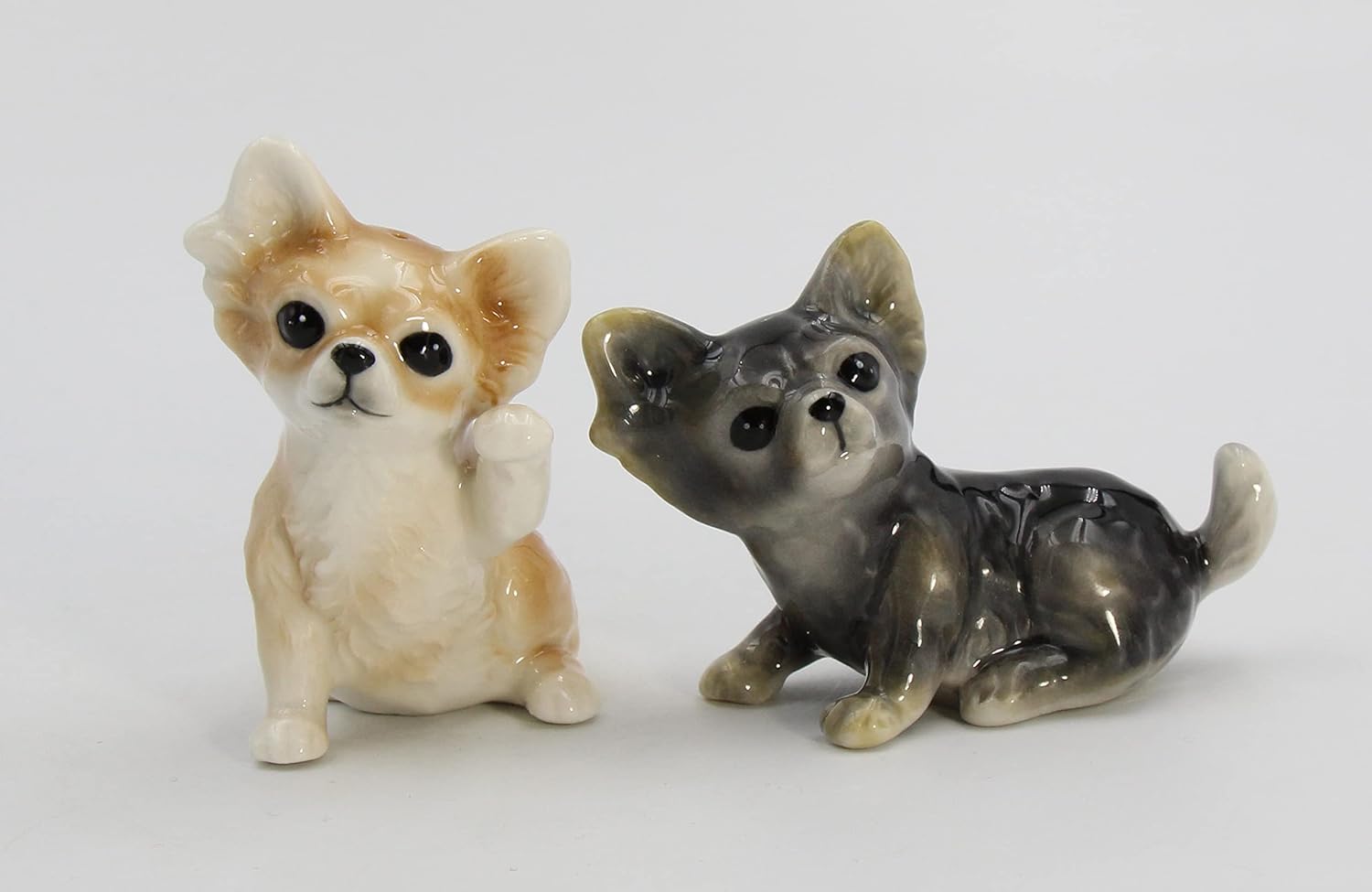 Juego de salero y pimentero de cerámica de porcelana fina para perros Chihuahua, 3-12 pulgadas de largo