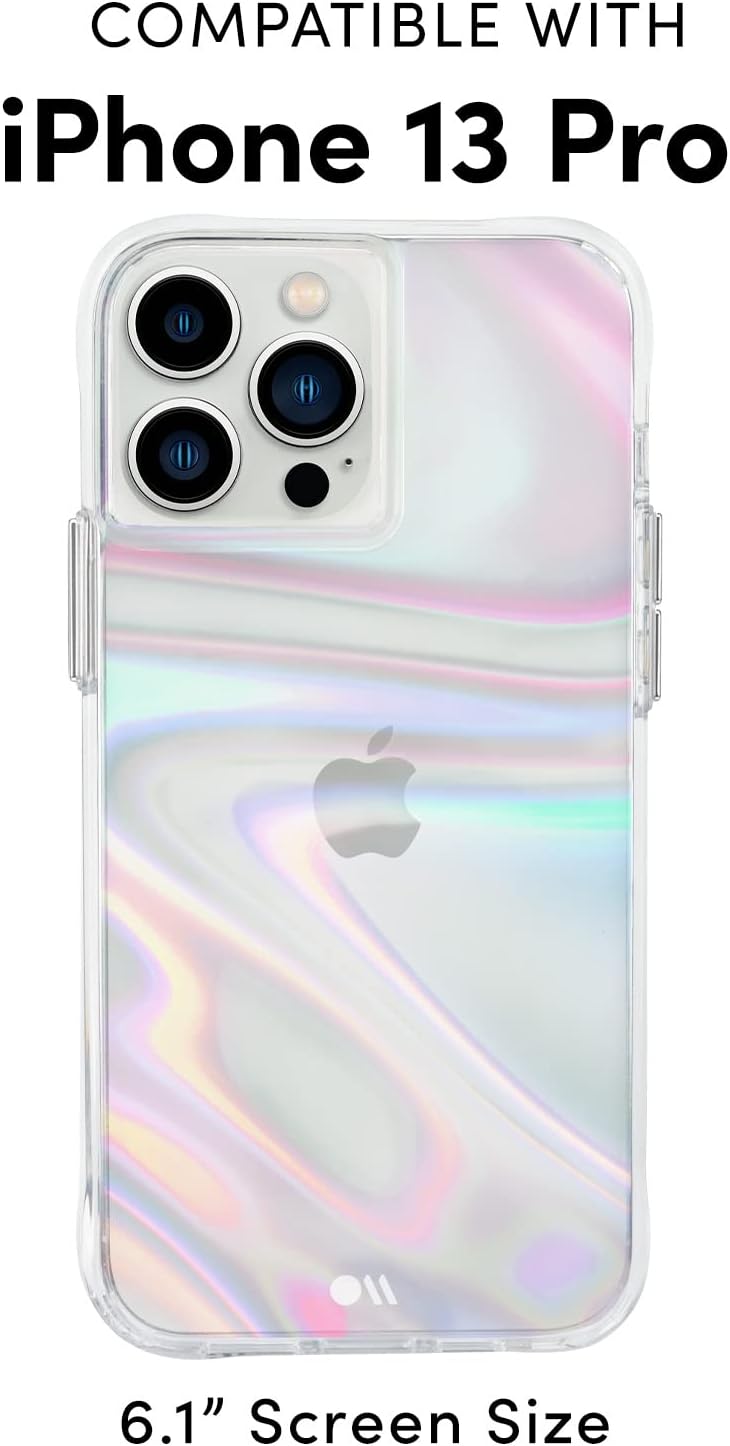 Case-Mate – Funda Soap Bubble para iPhone 13 Pro con diseño iridiscente, protección contra caídas de 10 pies, 6.1 pulgadas
