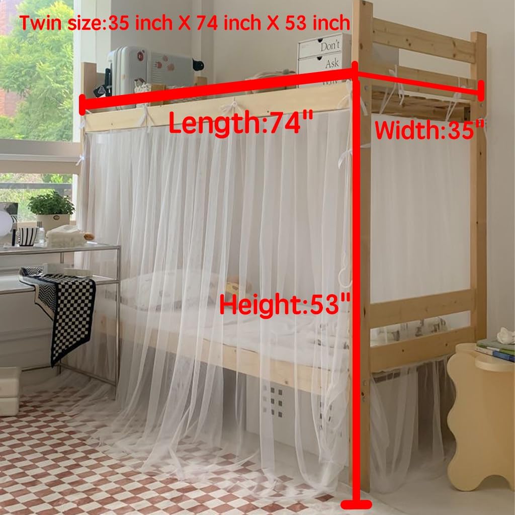 SCMTYWCQ 4 postes esquineros para dormitorio de estudiantes, litera, mosquitera, para cama de estudiantes, cortinas de cama para dormitorio de