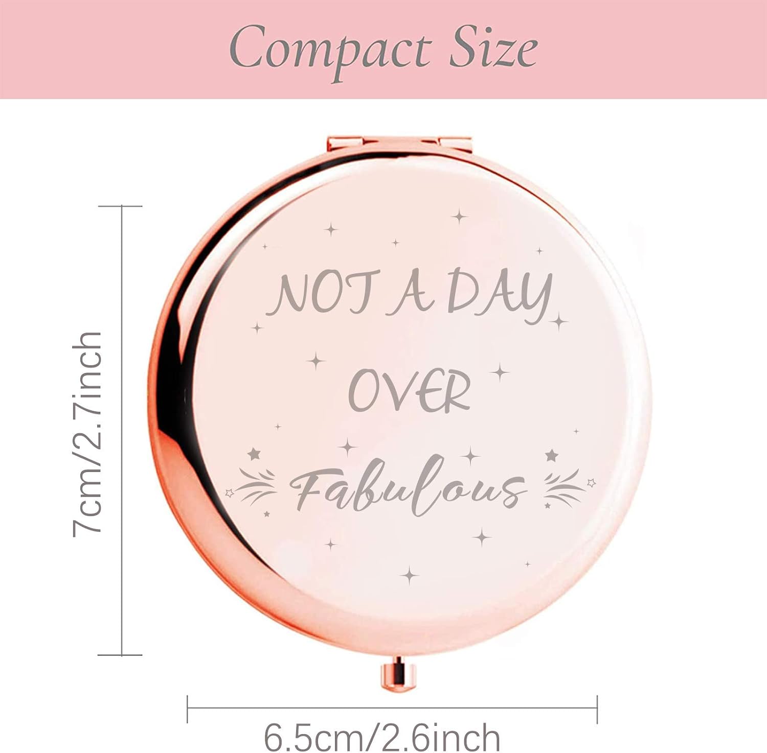 ZOORON Regalos divertidos para mujeres I ‘Not a Day Over Fabulous’ espejo compacto de oro rosa I divertidas ideas de regalos para mujeres para