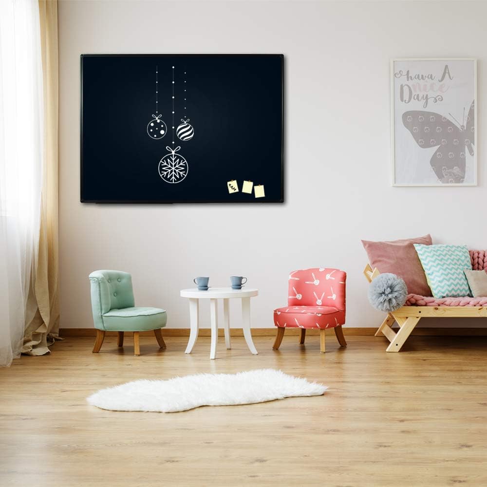 JILoffice Pizarra magnética negrapizarra negra de 48 x 36 pulgadas, marco de aluminio negro con bandeja de marcadores para oficina, hogar y escuela
