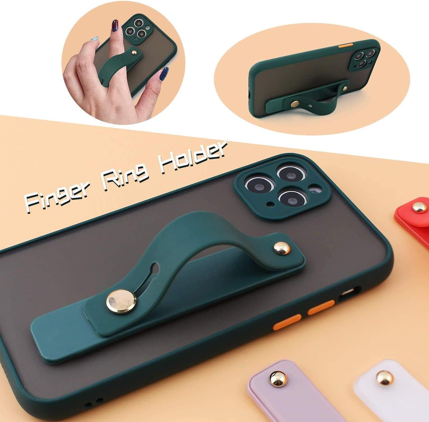 siduater Funda con soporte para correa para iPhone 11 Pro Max con soporte, funda protectora de TPU suave y transparente a prueba de golpes,