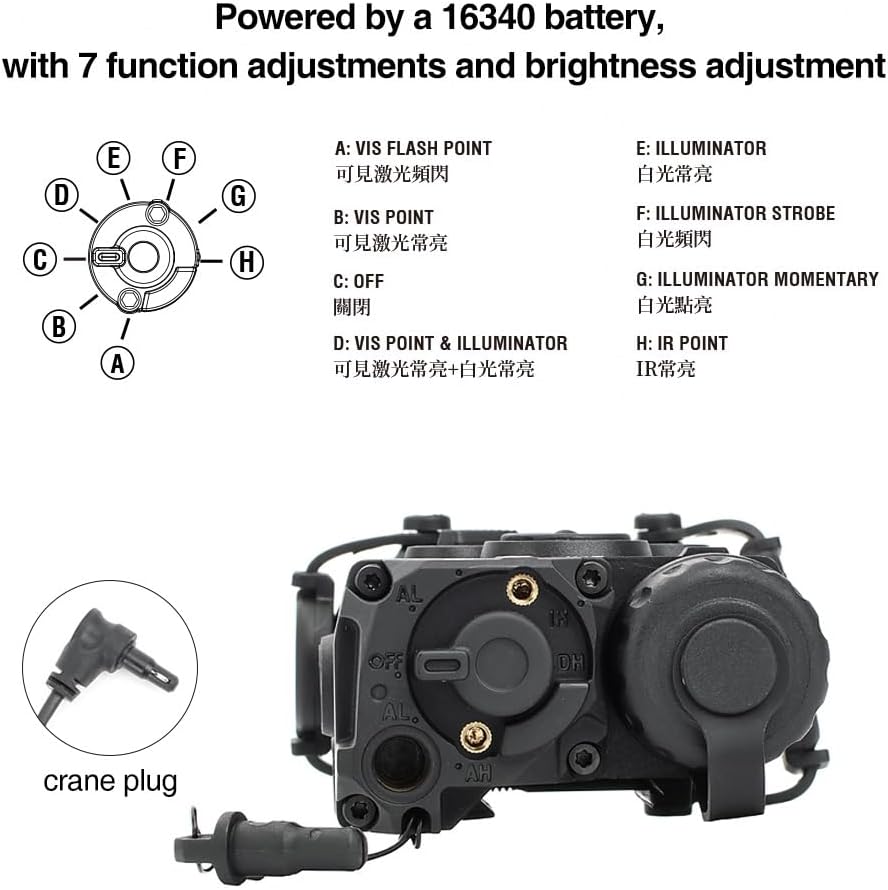 QIRUIMY Nylon Plastic Airsoft OGL Box Tactical Aiming Laser Sight, 7 Modes with Red Laser+White Light+IR Laser, for AEG GBB CQB Picatinny Rail