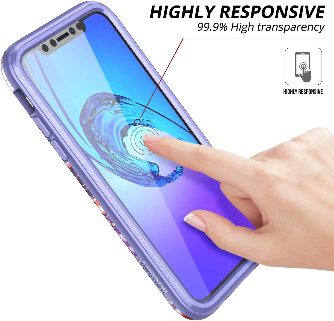 SURITCH Funda para iPhone XR, Protector de pantalla integrado Protección híbrida de cuerpo completo, doble capa de silicona suave a prueba de