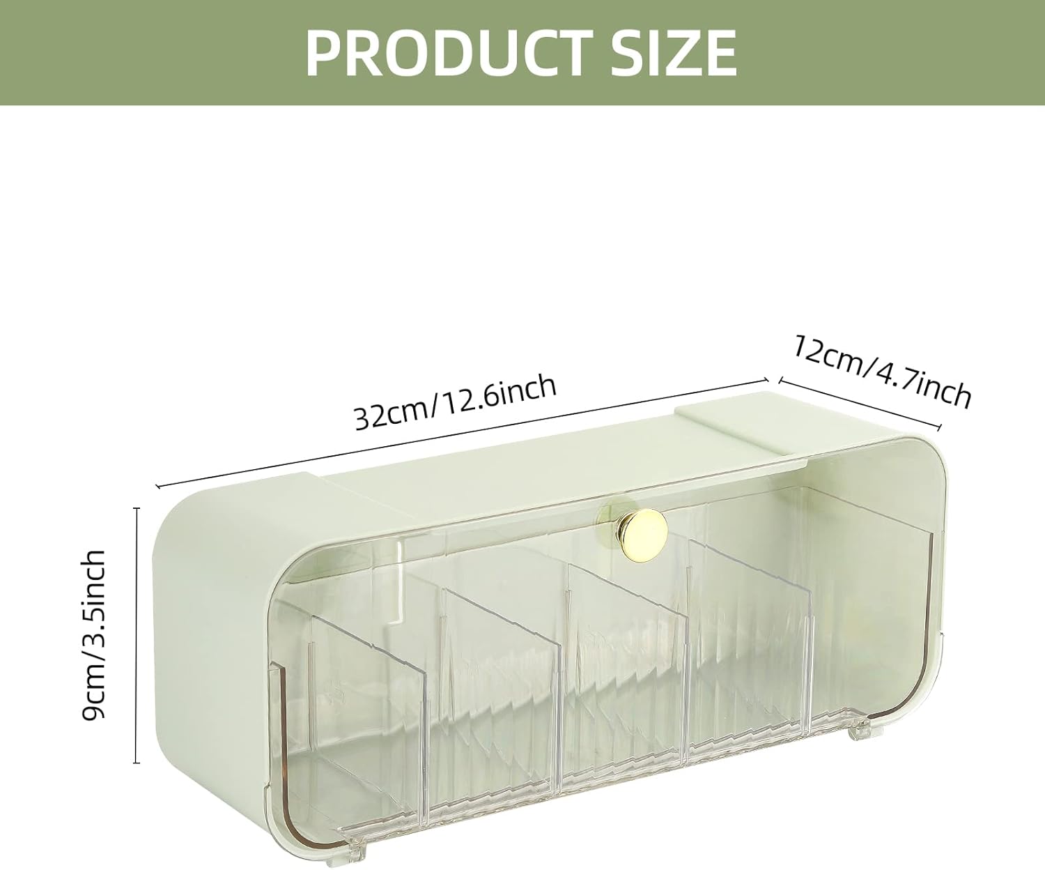 Tecbeauty Dispensador de soporte Qtip de 5 rejillas, organizador de bolas de algodón montado en la pared, caja de almacenamiento con 4 divisores