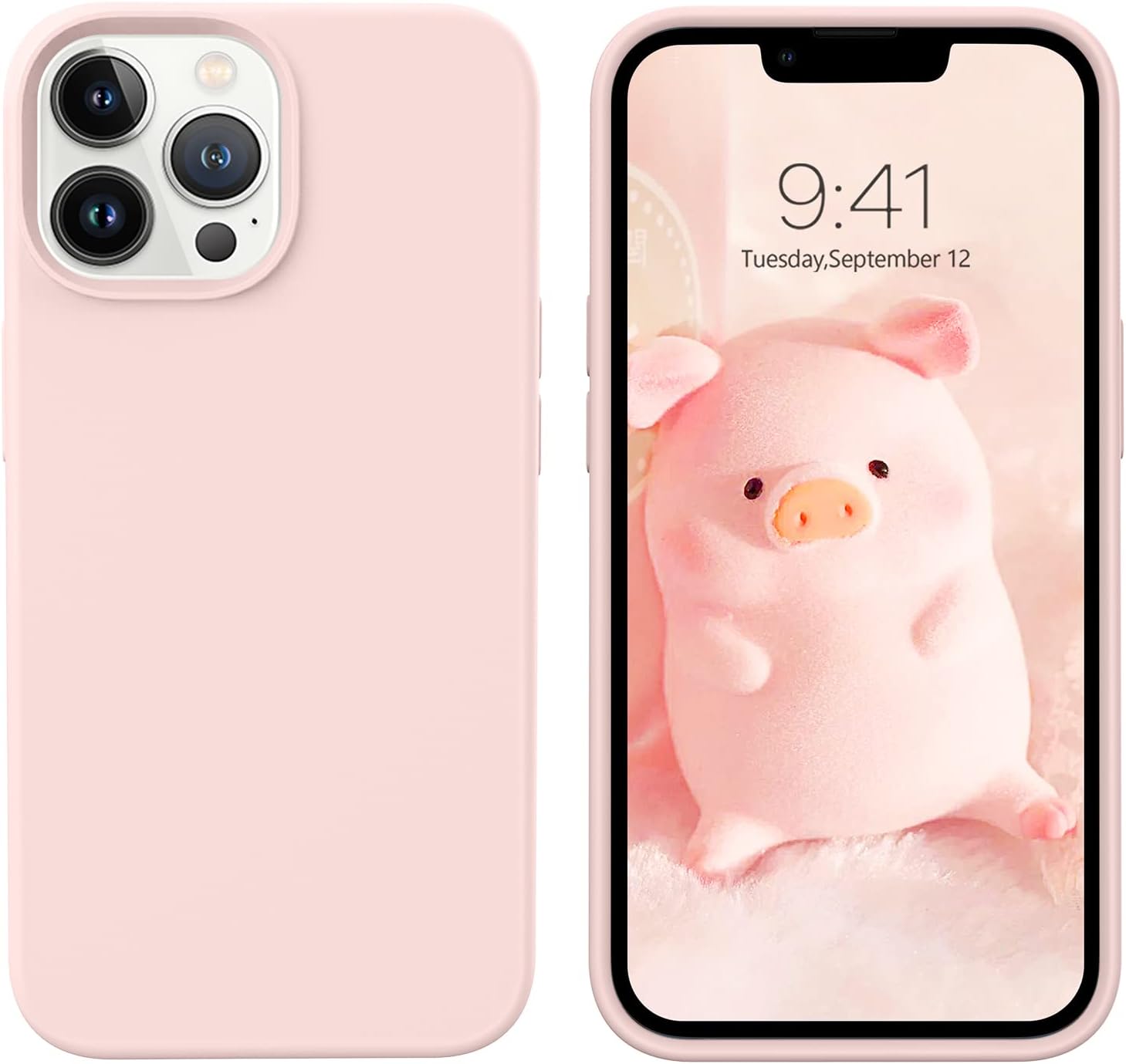 GUAGUA Funda compatible con iPhone 13 Pro de 6.1 pulgadas de silicona líquida de gel suave, delgada, forro de microfibra delgada, textura de cojín,