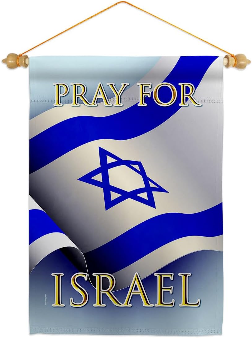 Pray for Israel – Juego de clavijas de madera con barra de madera para decoración del hogar, pancarta, poste para habitación, pequeño para colgar en