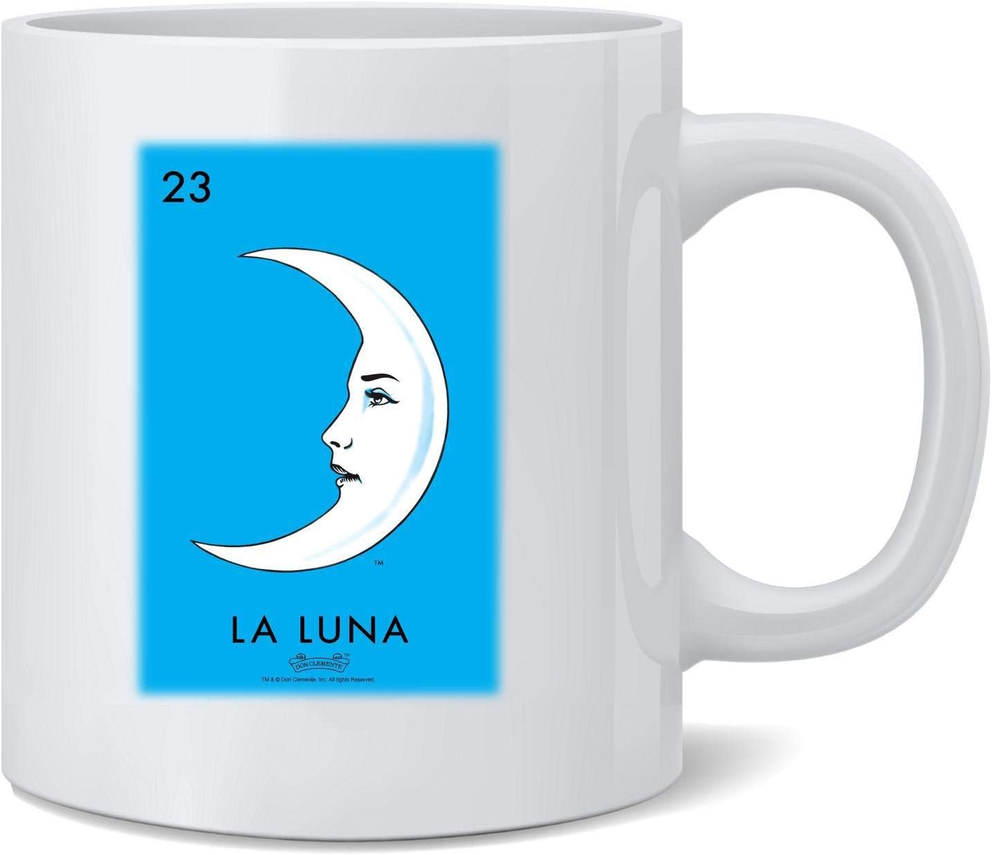Poster Foundry La Luna Moon Loteria Card Mexican Bingo Taza de café de cerámica taza de té divertido regalo novedoso 12 oz