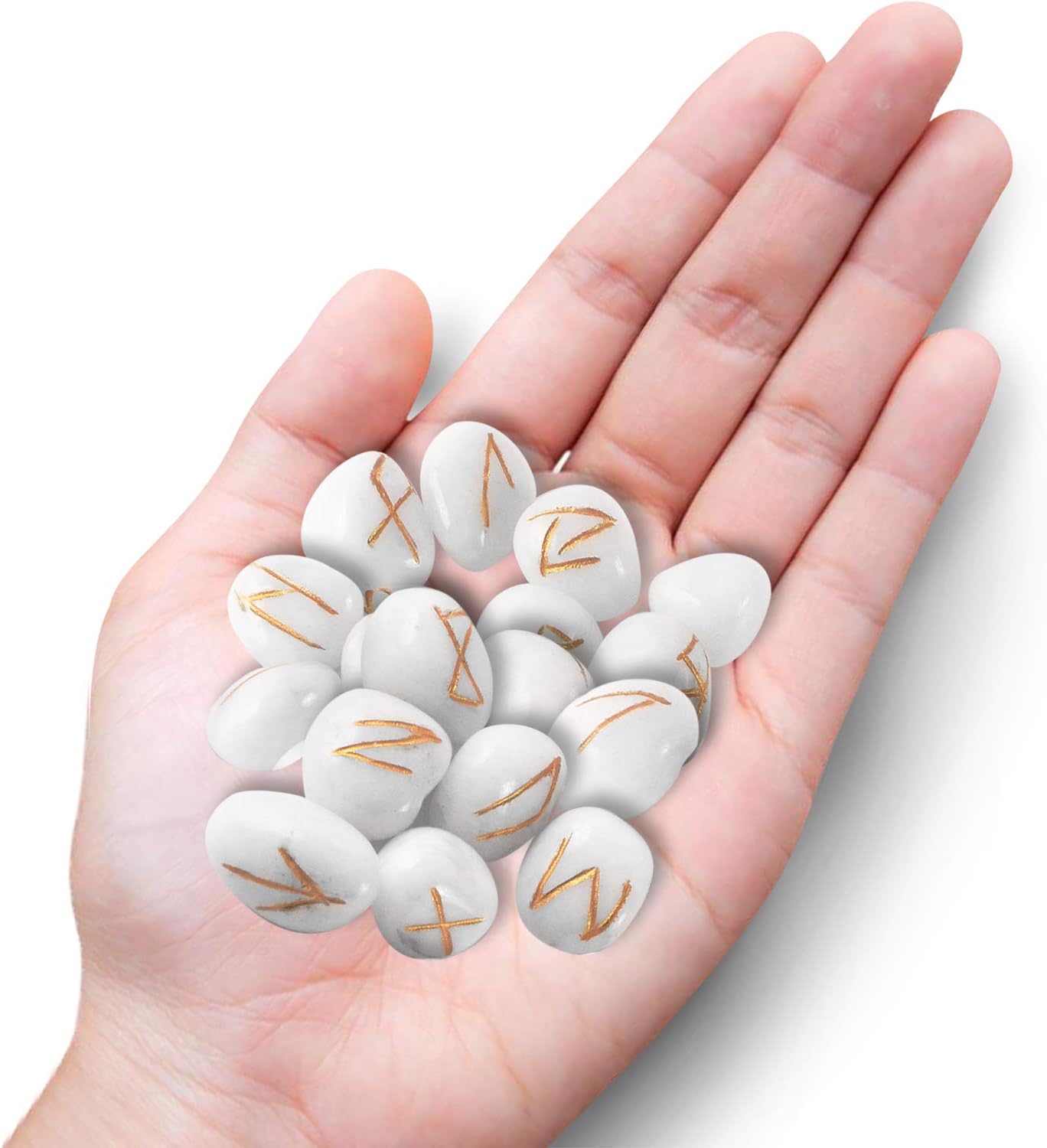 cosynee Piedras preciosas curativas de runas con bolsa (ágata blanca)