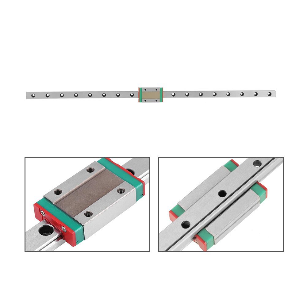 Mini guías lineales lineales, riel de guía de riel de 17.717 in con control deslizante MGN12H de 0.472 in, riel de guía lineal para medidores,