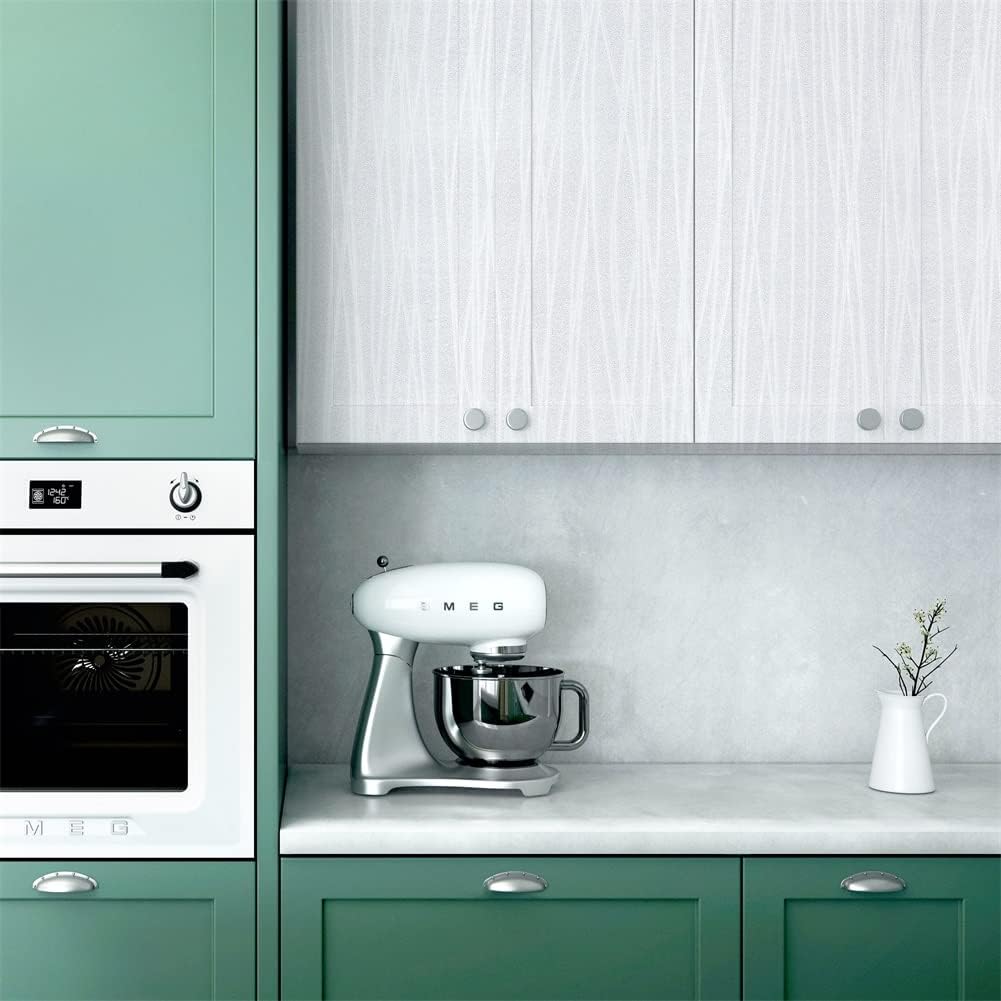 Wallpaper Peel and Stick White Stripe Waterproof Removable Self Adhesive Wallpaper Modern Decorative Wall Covering Vinyl PVC Furniture Stickers