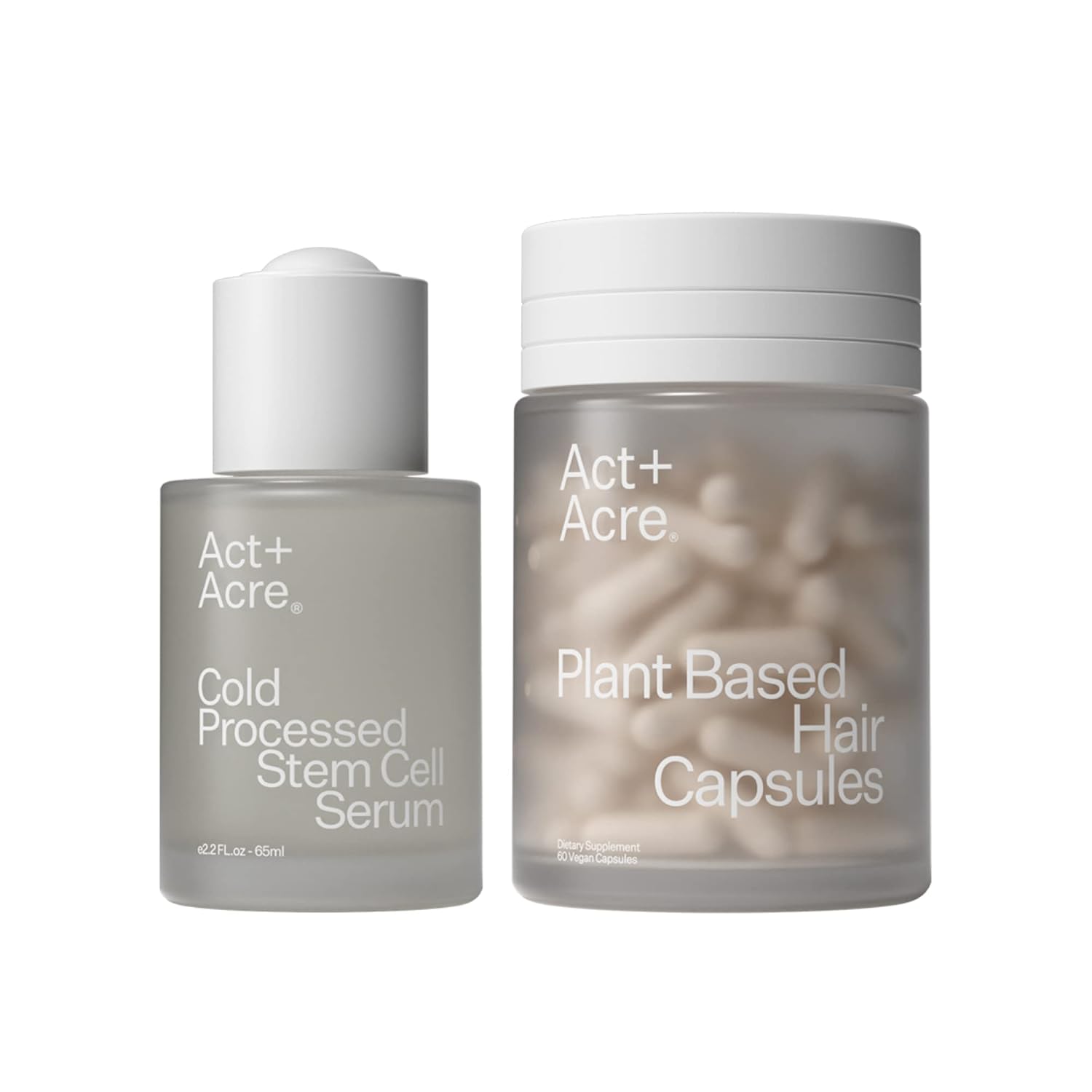 Act+Acre – Suero de células madre procesadas en frío y cápsulas de cabello grueso y completo, promueve un cabello más grueso y de aspecto más