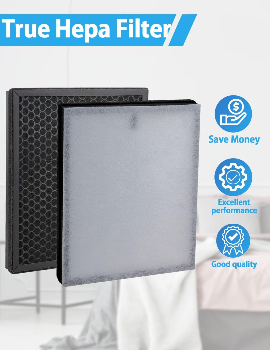 BBT BAMBOOST HY4866 – Filtro de repuesto True HEPA compatible con el purificador de aire MORENTO HY4866, filtro de carbón activado 3 en 1 True HEPA
