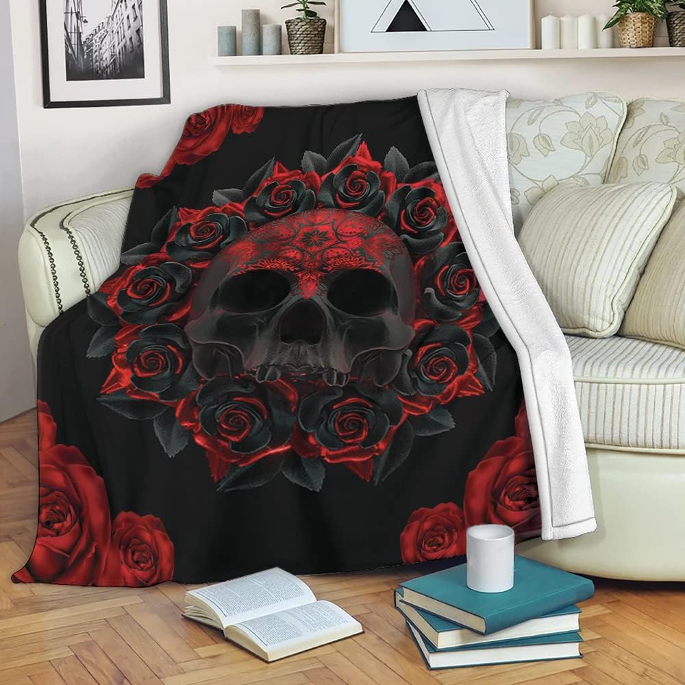 OhaPrints Manta sherpa suave y acogedora de vellón mullido con diseño de calavera de azúcar, para TV, sofá, sillón, 30 x 40, 50 x 60, 60 x 80