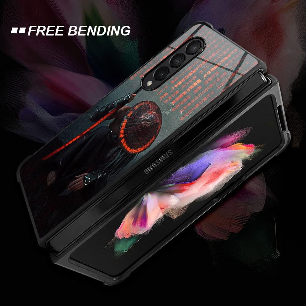 Funda compatible con Galaxy Z fold 3 5G, Samurai Galaxy Z fold 3 5G, patrón para niños y hombres, funda antiarañazos a prueba de golpes para Z fold