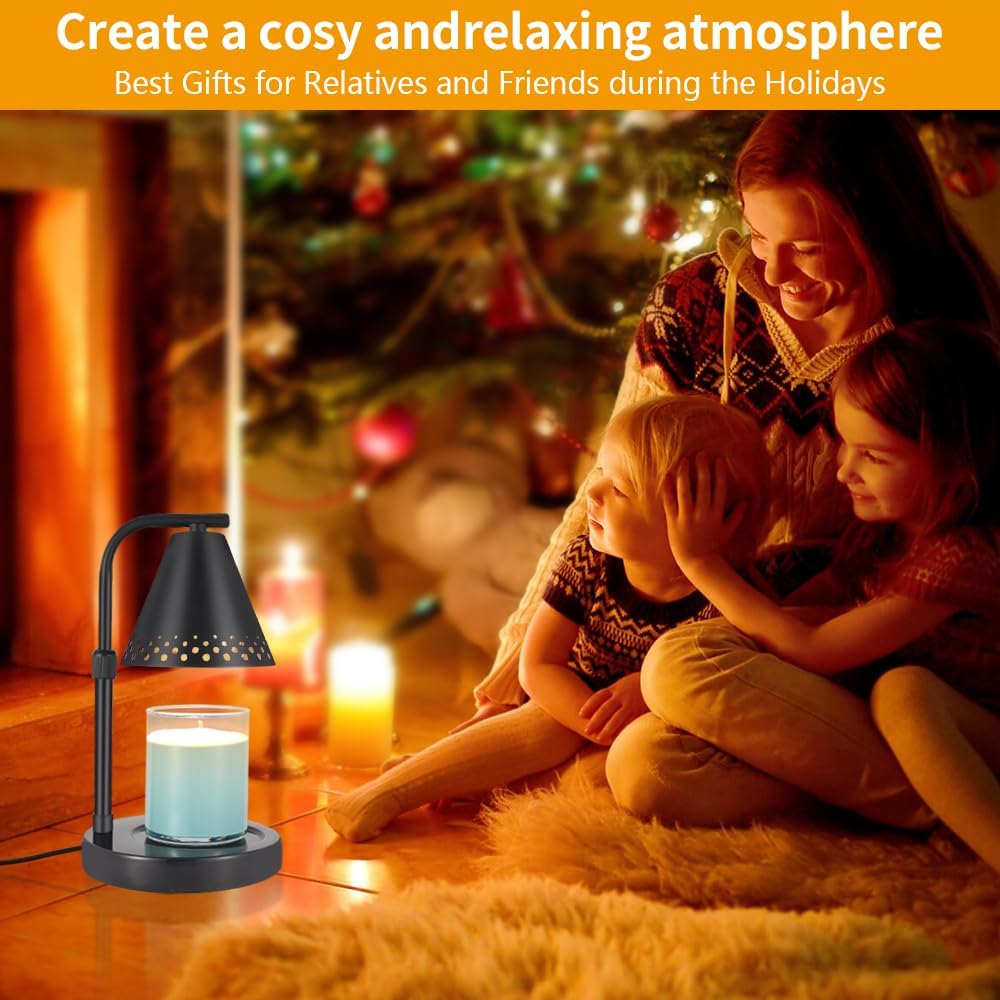 kobodon Lámpara calentadora de velas con base de mármol, calentador eléctrico regulable con temporizador, calentador de velas de metal para velas