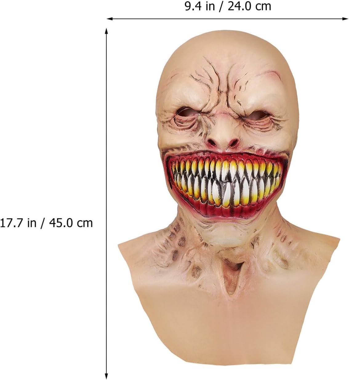 Toyvian Máscara de fantasma de Halloween, máscara de zombi de cabeza completa, de látex natural, monstruo con colmillos, para Halloween, vampiro,